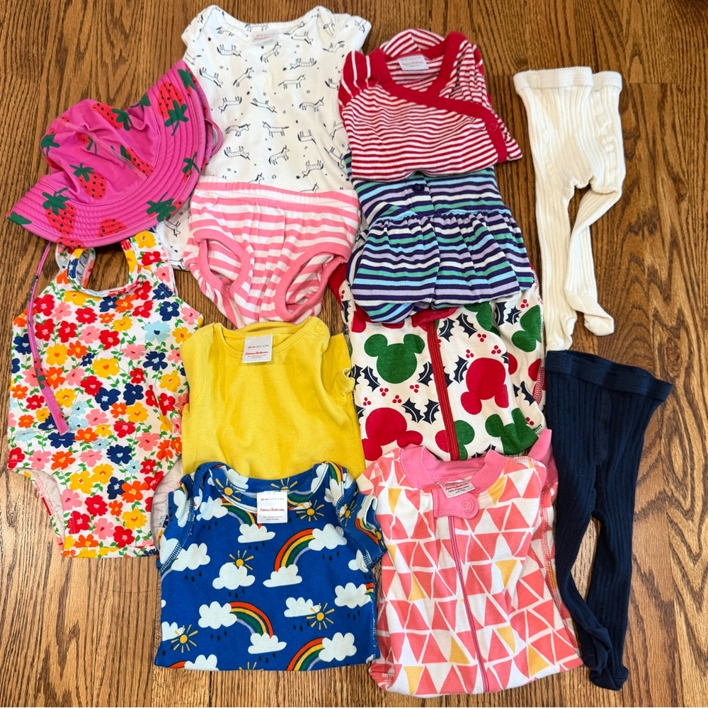 Hanna Andersson Baby Girl Clothing Bundle 12 Pieces Swimsuit Dress Bodysuit 0-6M